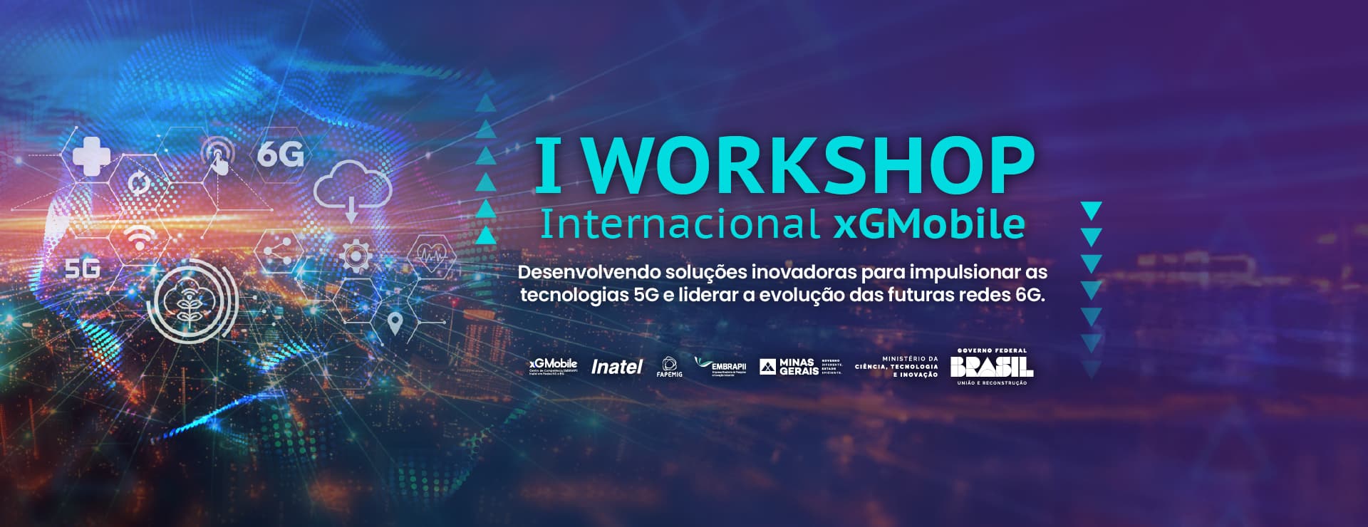 Banner for the 1st xGMobile International Workshop, highlighting the event's theme: developing innovative solutions for 5G and 6G technologies.